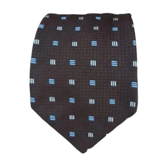 CANALI Brown Geometric Silk Tie ITALY 59